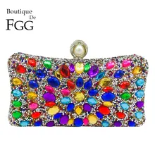 Boutique De FGG разноцветный кристалл для женщин жемчуг бисером Черный Вечерние металлическая Сумка-клатч Свадебная вечеринка Пром Свадебная сумочка кошелек