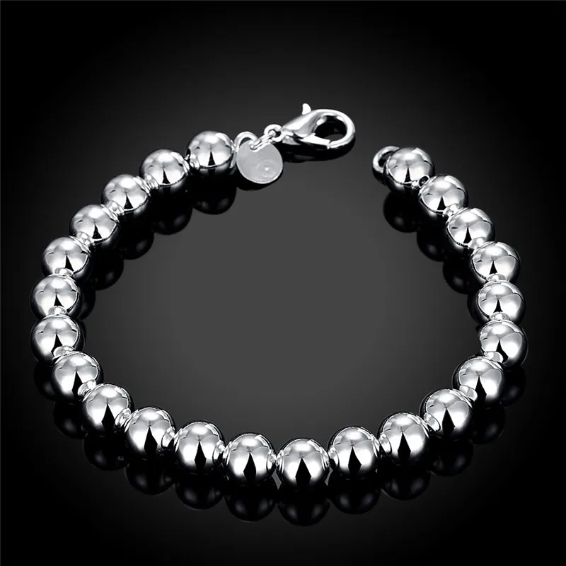 H126 8MM BEADS Серебряный цвет, изысканный песочный браслет из бисера модные очаровательные свадебные модели милые женские подарок на день рождения, штампованные H084 - Окраска металла: H126 8MM BEADS
