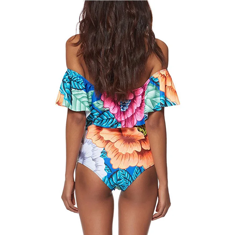 Женский купальник с открытыми плечами SAMEGAME сексуальный цветочным принтом