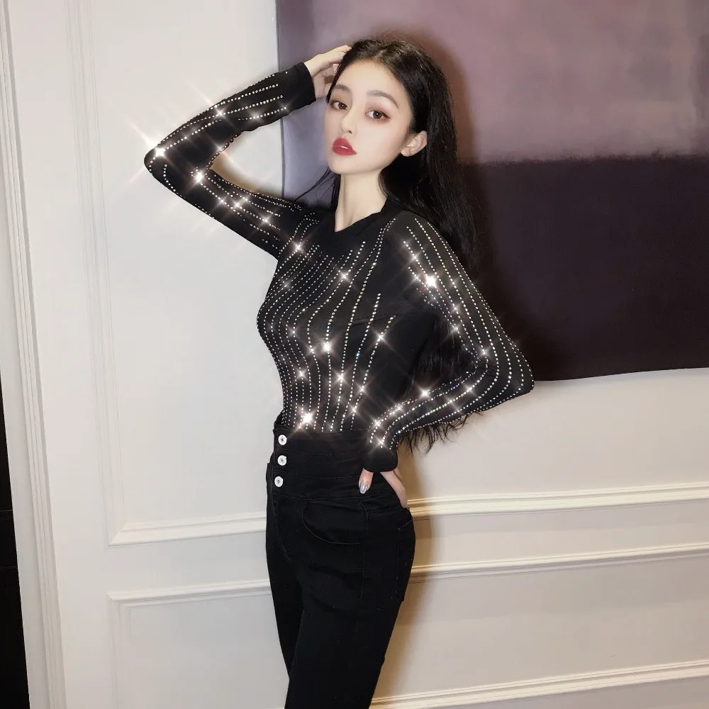 Новинка весны 2019 модная футболка с круглым вырезом ручная эрекция блестящая