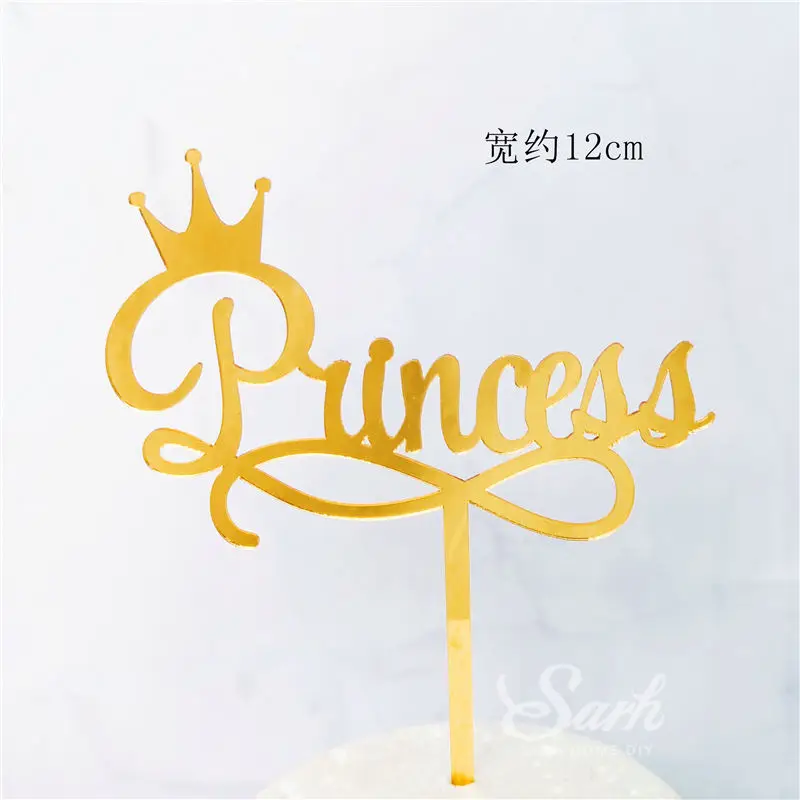 2pc princess a Ins сердце принцесса украшение розовый бант Корона Топпер для торта «С Днем Рождения» для детского дня вечерние свадебные выпечки сладкий подарок - Цвет: 2pc princess a