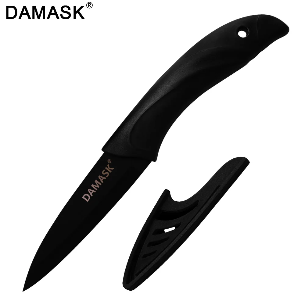 3.5 Inch Furit Дамасский поварской нож 3Cr13 стальные ножи с крышками для нарезки хлеба Santoku Vegetabl нож ABS Ручка кухонные ножи инструменты - Цвет: 3.5 Inch Furit