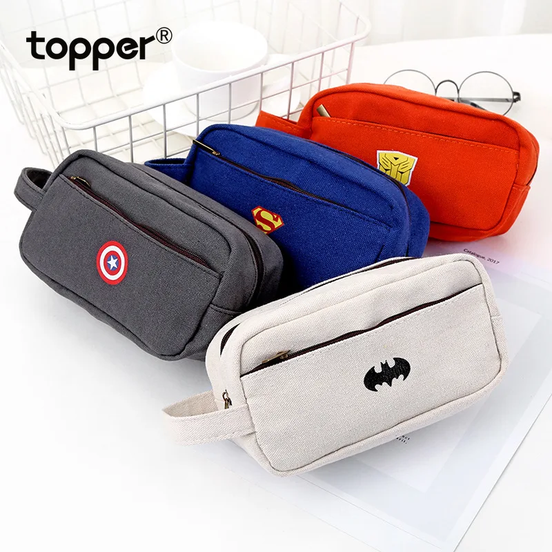 Супергерой Холст Карандаш Чехол творческая большая емкость сторона открытая