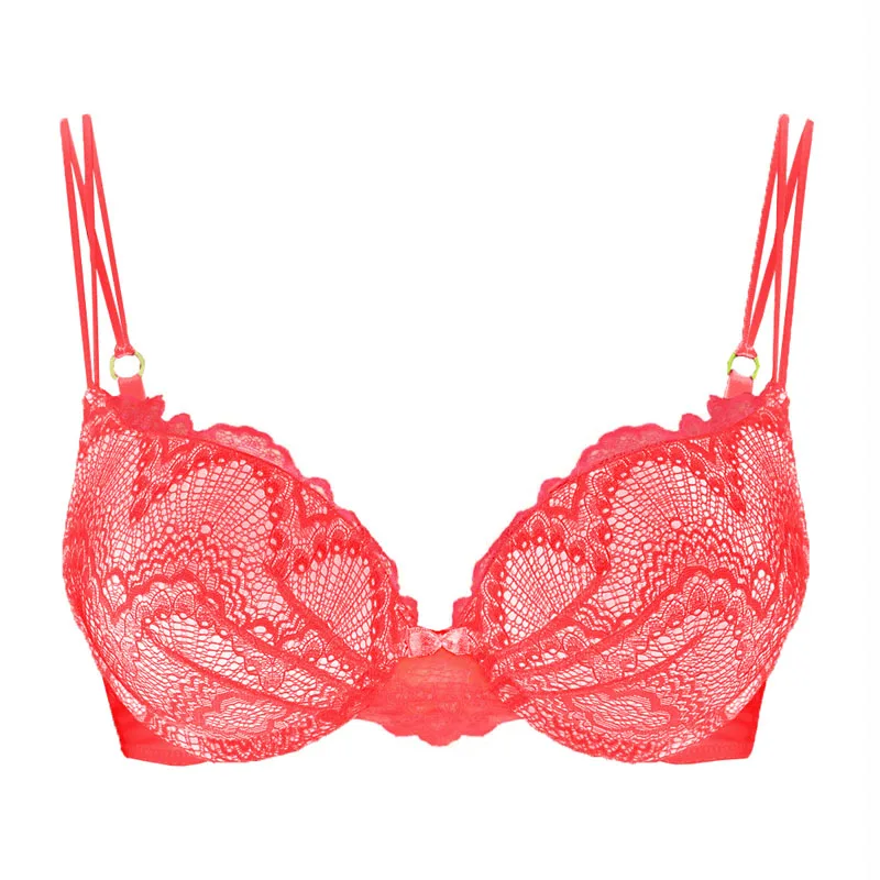 Сексуальный кружевной бюстгальтер с подкладкой для женщин Underwear нижнее белье 3/4 чашка нижнее белье на косточках женские прозрачные бюстгальтеры Размер 32A-38DDD