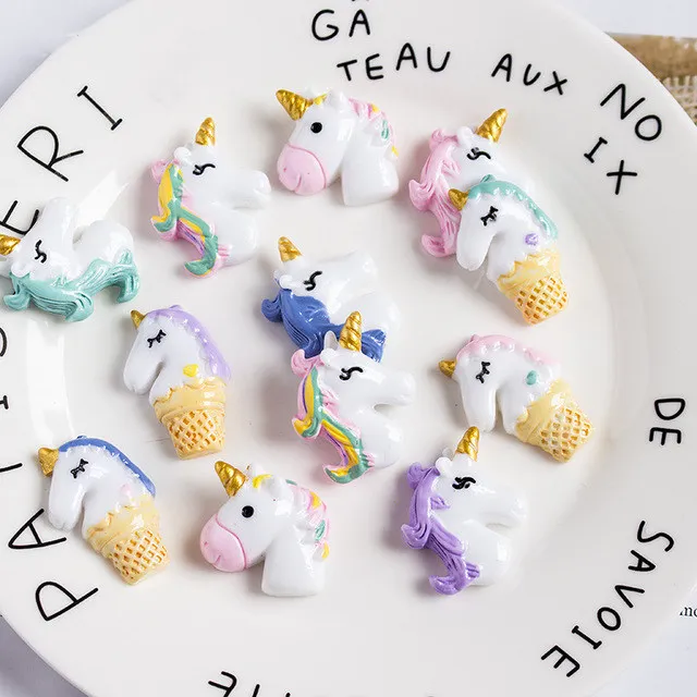 8 шт./лот шармы для слайма лошадка единорог украшения торта телефона поставки