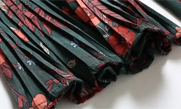 2017 O-Neck Spring Autumn High Quality Speaker Sleeves Vintage Dress Flower Floral Print Elegant Dresses | Женская одежда