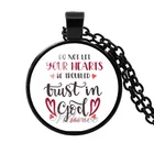 VILLWICE Библия из текста не пусть ваши сердца беспокоят доверие в Бог, Писание, ожерелье, цитата, ювелирные изделия, христианская вера, подарки