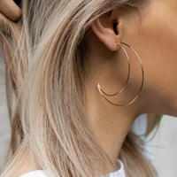 fashion simple women alloy geometric hoop crescent moon hollow out ear earrings bohemian jewelry