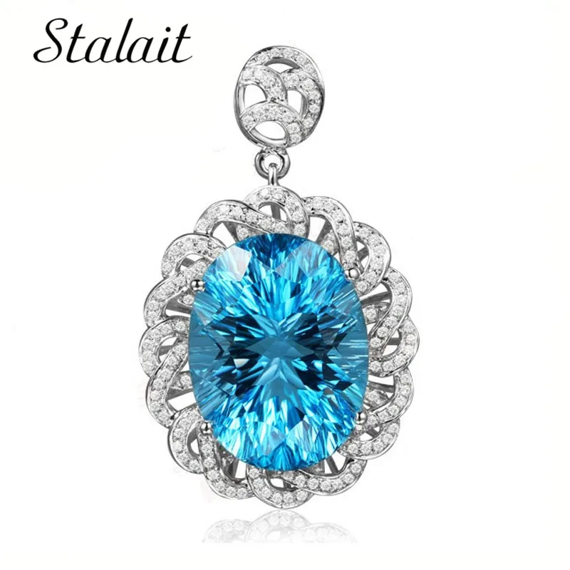 

20% off Trendy Oval Crystal Pendant Necklace Blue Silver Color Christmas Gift Women Mother Princess Kate Necklace Collier Fem