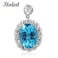 20 off trendy oval crystal pendant necklace blue silver color christmas gift women mother princess kate necklace collier fem