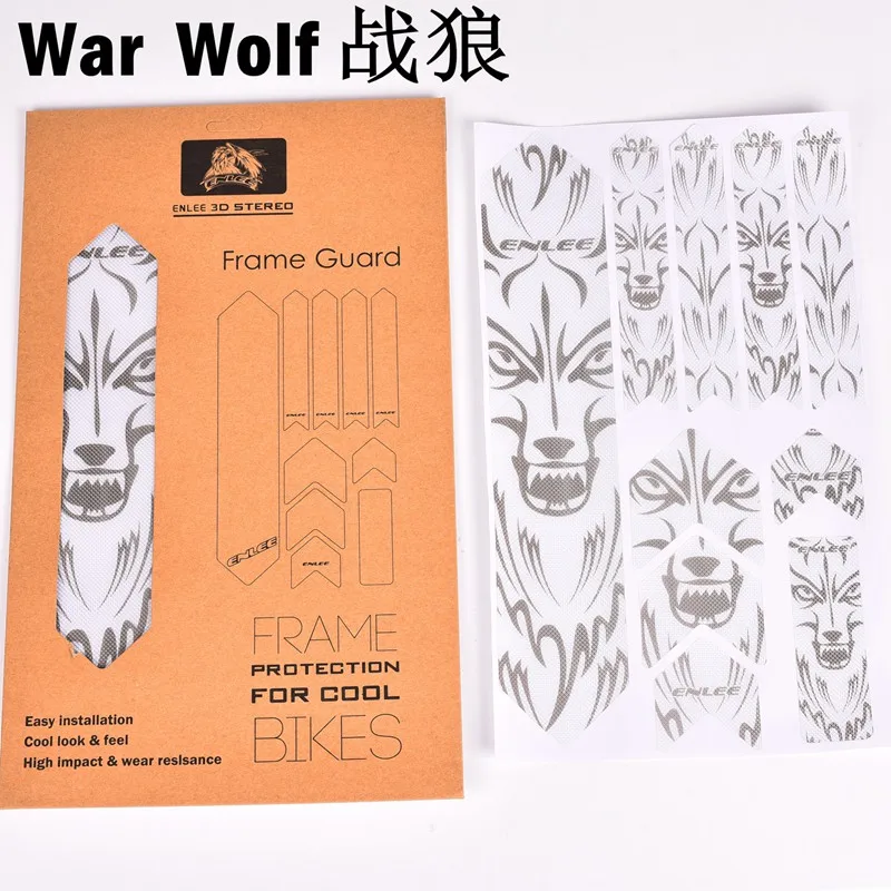 Wolf Новинка Enlee 3D защитные наклейки на раму для горного велосипеда дорожные наклейки с толстой пленкой износостойкая противоскользящая водонепроницаемая защита - Цвет: Wolf