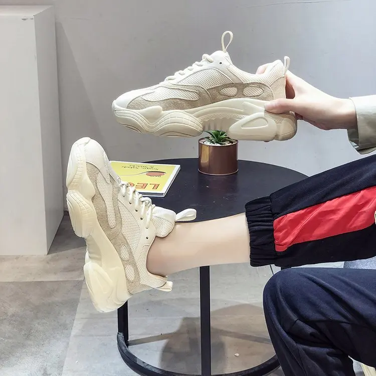 Женские кроссовки на платформе черные белые дышащие для тенниса осень 2019|Женские