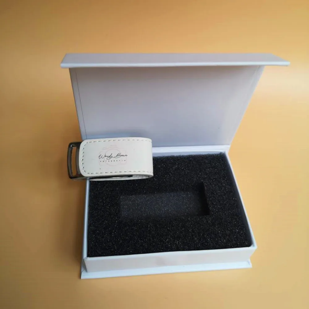 Exuanck Пользовательский логотип usb 3,0 ручка-накопитель 4 ГБ 8 ГБ 16 ГБ 32 ГБ 64 Гб кожа usb белая коробка подарок usb флэш-накопитель