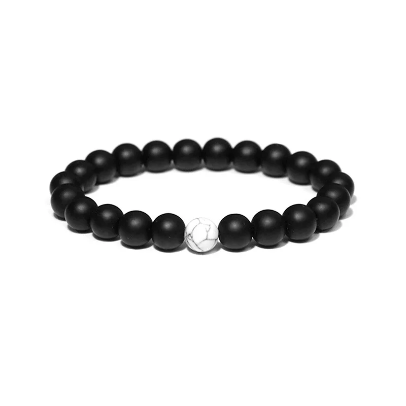 ND8495BLACK Регулируемые браслеты из бисера, 2 шт./лот, Набор браслетов из натуральной лавы, хаулитовый камень, белый черный плетеный браслет макраме для женщин и мужчин - Окраска металла: ND8495BLACK