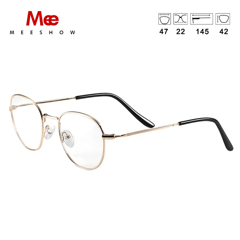 MEESHOW Высокое качество Мужские и женские круглые оптические оправы золотые