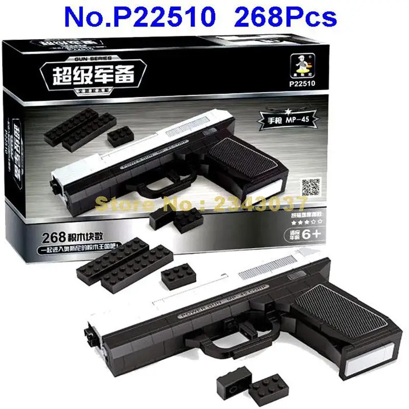 Ausini P22510 Mp 45 268 шт. классические полицейское оружие Модель 1:1 строительные блоки