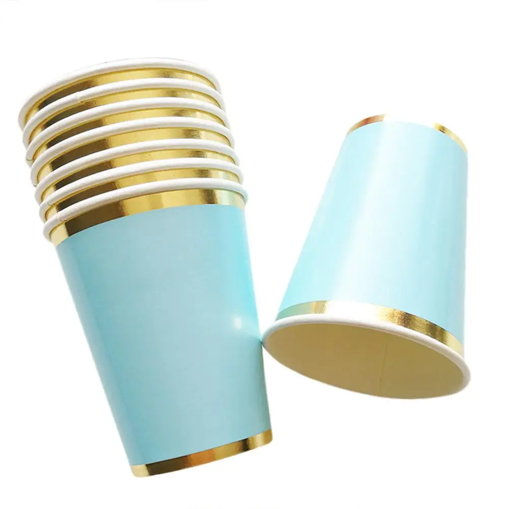 8 шт./пакет Золотой мятный зеленый одноразовая посуда вечерние бумажные тарелки и