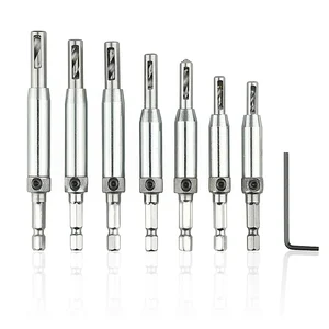 Высококачественные Самоцентрирующиеся сверла из быстрорежущей стали 7 шт., набор сверл по центру для дверного шкафа, деревообработки, отверстие, шестигранное сверло, позиционирование