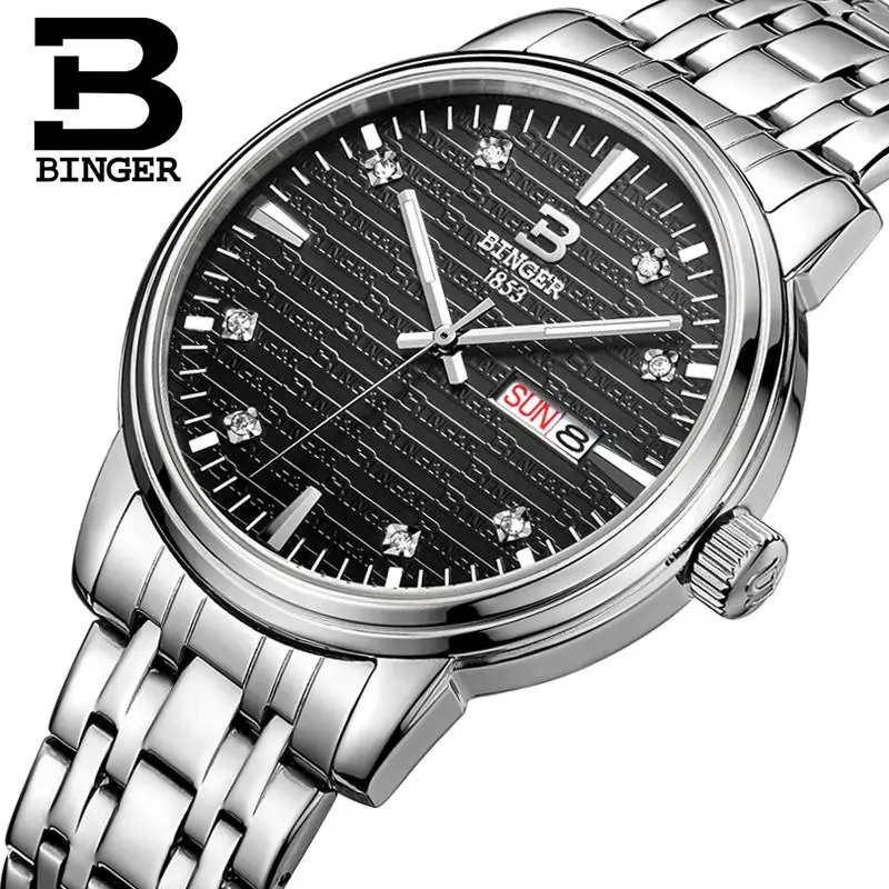 Швейцарские мужские часы наручные от роскошного бренда BINGER ультратонкие