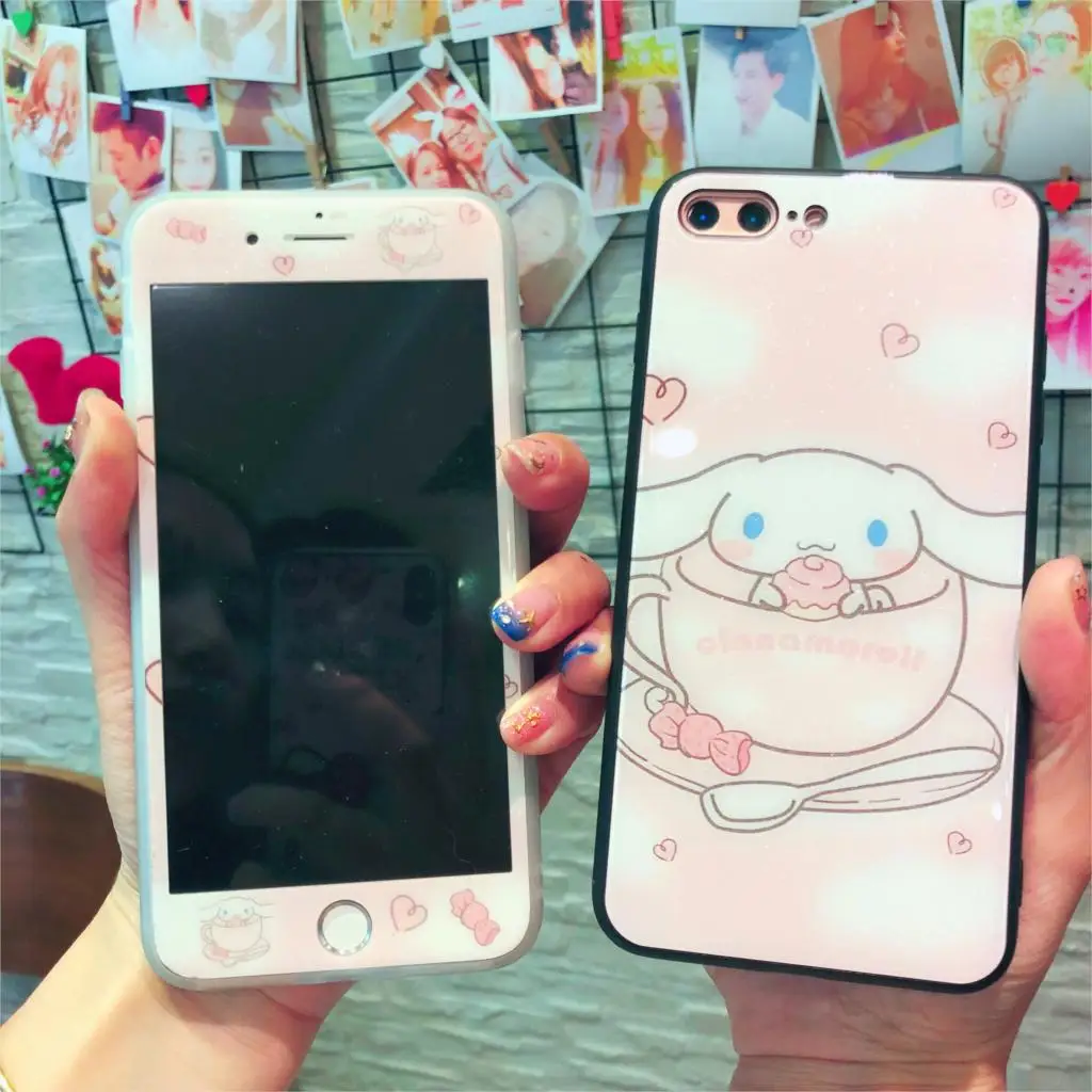 3D Закаленное стекло протектор экрана для iPhone X XS 6 6s 7 8 Plus glass oroll Maruko Кролик шаблон стекло+ ТПУ Жесткий чехол для телефона