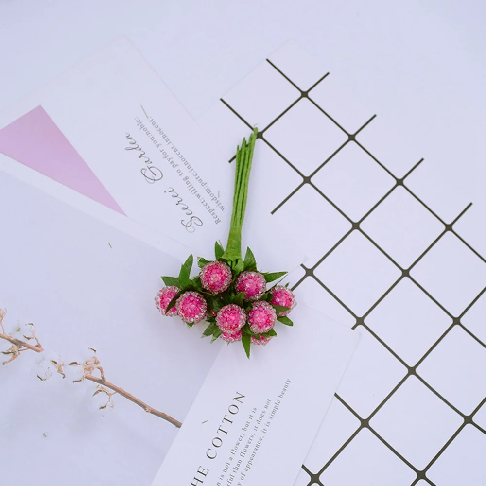 rose red 12 шт. высокое качество поддельные пластиковые гранатовые растения diy Подарочная коробка Рождественские вечерние украшения для дома искусственные мини вишневые фрукты - Цвет: rose red