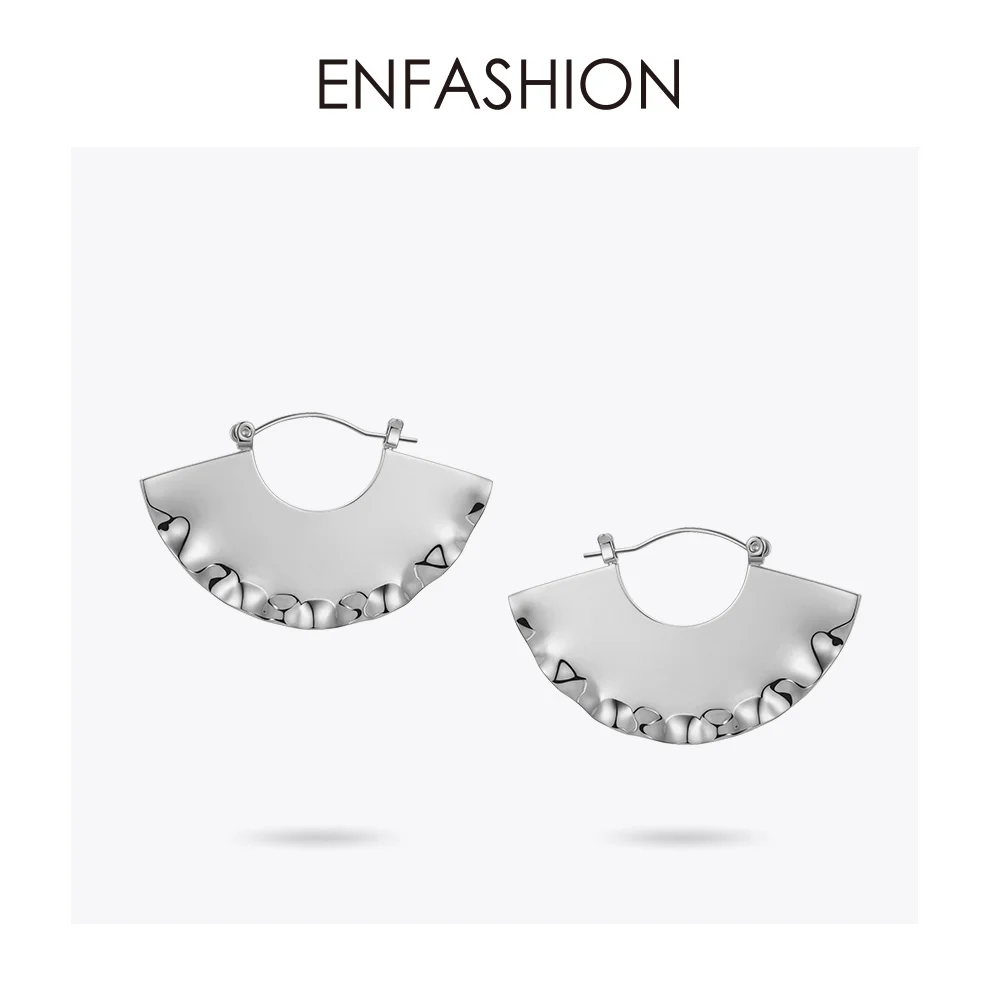 ENFASHION Fan геометрические Висячие серьги для женщин золотого цвета кривые большие висячие серьги Модные ювелирные изделия пендиентс Abanico EC191037 - Окраска металла: Silver color