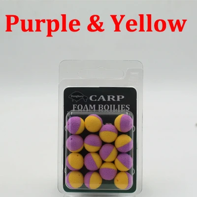 Purple N Yellow 15 шт., аксессуары для ловли карпа, пенопластовые Бойлы для зиг, Rig Hair Chod Ronnie Rig Pop UP Boilies для ловли карпа, снасти, оборудование - Цвет: Purple N Yellow