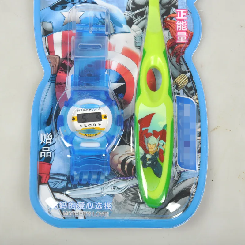 Captain America for all children's toothbrushes baby high quality soft-bristled nylon toothbrush send electronic watches | Мать и