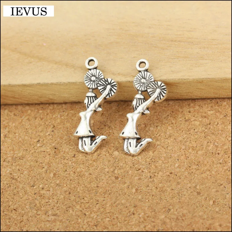 

Hot selling 20 Pieces/Lot 14mm*18mm antique Silver Plated sport charm cheerleaders charm diy handmade craft For Jewelry Making