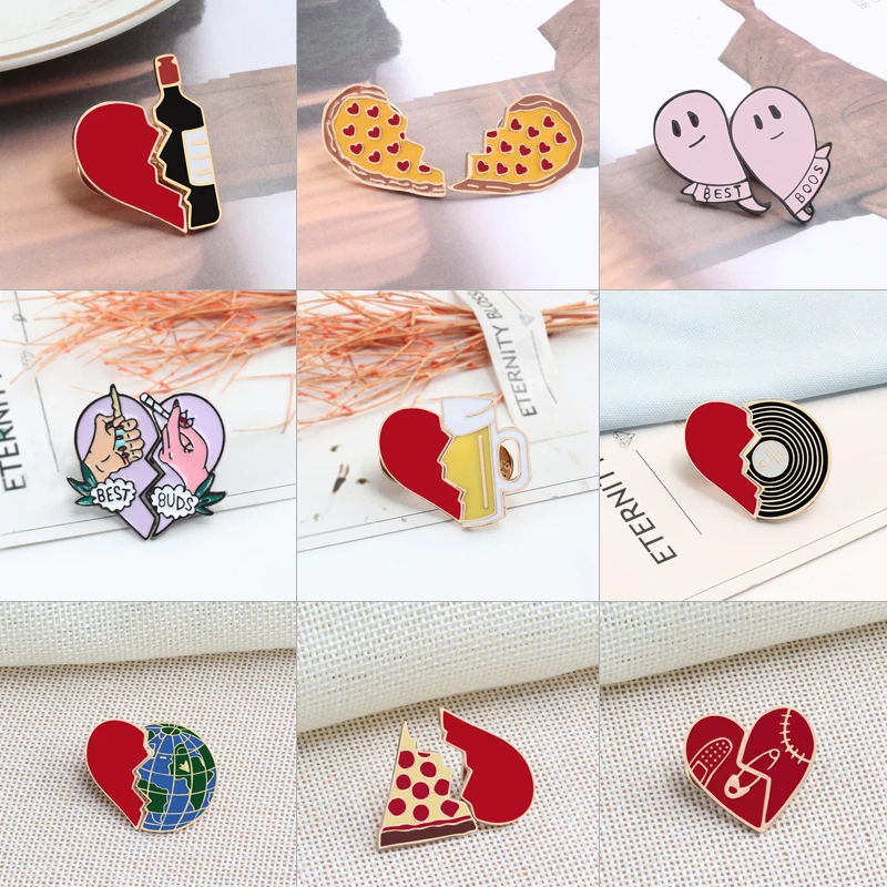 2 шт./компл. броши в форме сердца для пиццы вина бутылки пива кружки земли блюдо