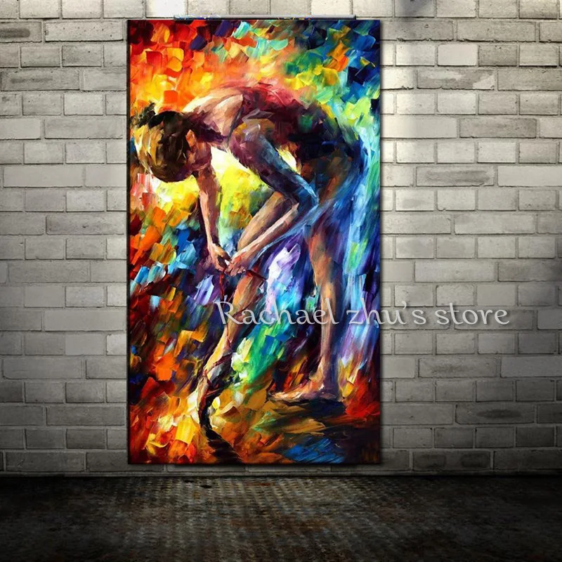 Большой размер Ручная роспись танцовщицы Масляные картины на холсте палитра нож