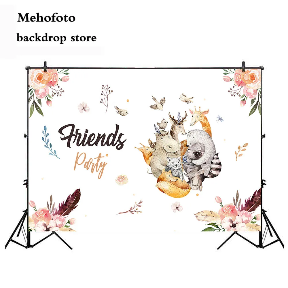 

Animals Theme Party Photography Background Newborn Baby Shower Photo Backdrop Studio Flower Cartoon Supplies 113