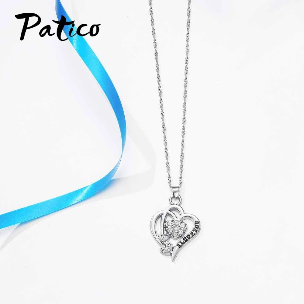 I Love You Heart Necklace Earrings Jewelry Sets for Women Gifts 925 Sterling Silver Cubic Zircon Wedding Engagement Bijou | Украшения и