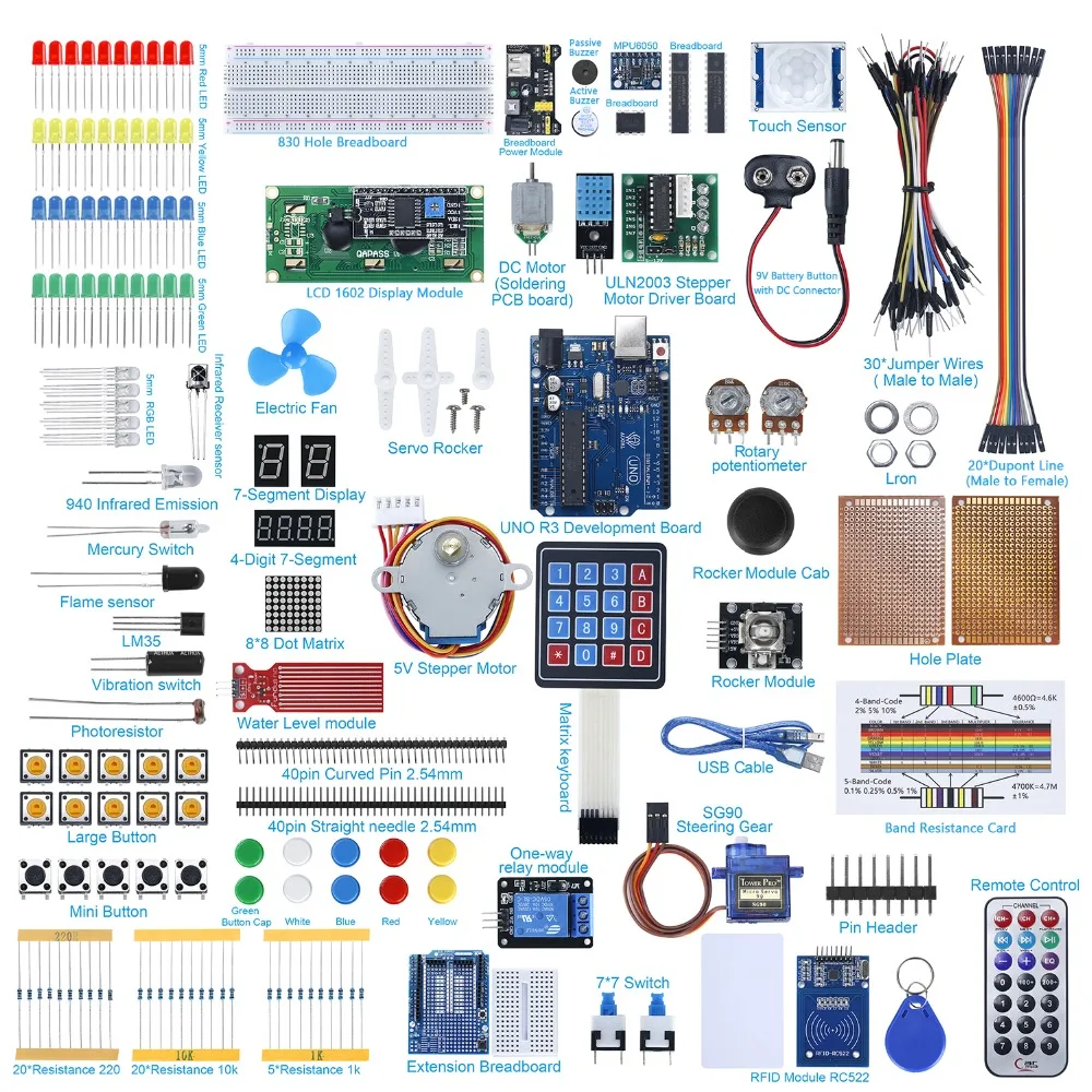 Макетная плата UNO R3 стартовый набор для Arduino с обучающим руководством комплект