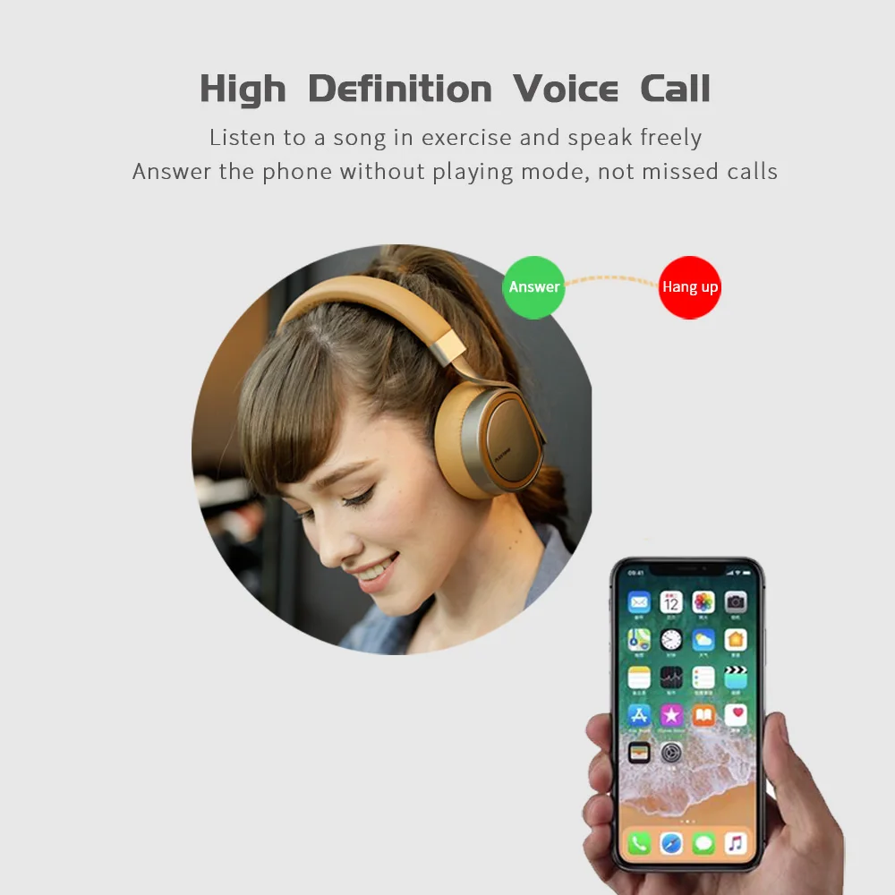 HiFi стерео Bluetooth наушники Беспроводная гарнитура Супер Бас Звук громкой связи для