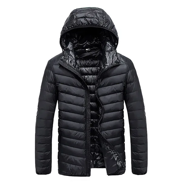 Black Down Jacket Осенний мужской ультра-светильник, 90% белый утиный пух, Мужская ветрозащитная Водонепроницаемая парка, пальто, ультра-светильник, воротник-стойка, XCZ34 - Цвет: Black Down Jacket