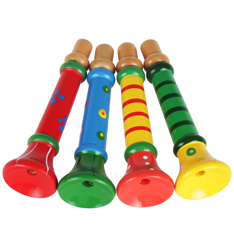 Baby Puzzle Wooden Trumpet Wind Instrument Toy Children's Day Gift Colorful Developmental Toy For Kids And Children Music Toys
