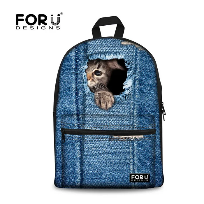 C3302J FORUDESIGNS рюкзак рюкзаки для девочек подростков,Милые Дети Кошка Печати Рюкзак 3D Животных Хлопок Рюкзак для Детей Случайных Подростков Девушки Bookbag Леди Женщины Путешествия Backbag - Цвет: C3302J