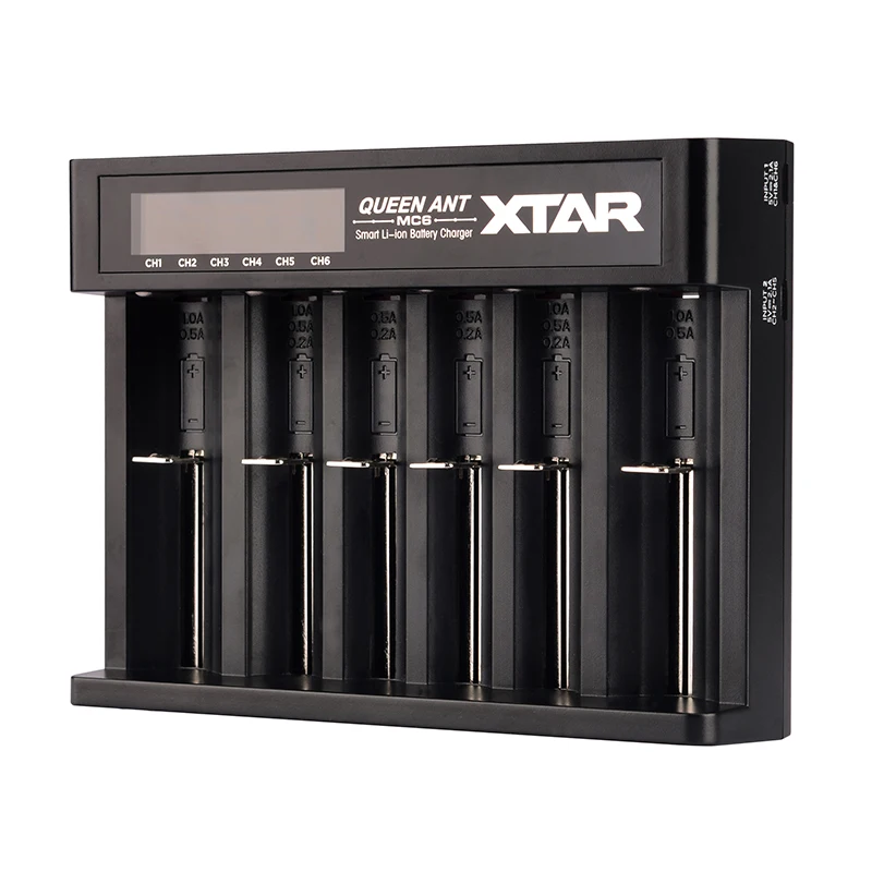 Подлинный xtar QUEEN ANT MC6 6 слотов двойной USB вход умный батарея зарядное устройство