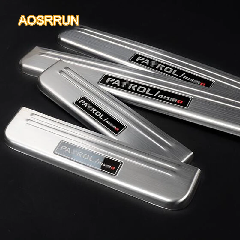 AOSRRUN из нержавеющей стали Накладка на порог светодиодный автомобильные