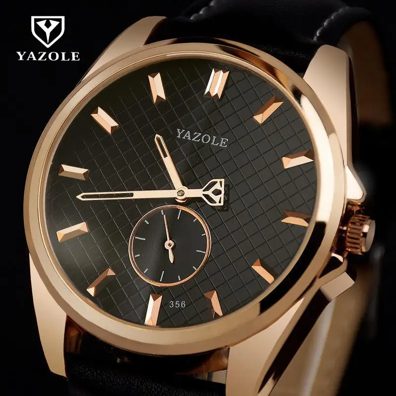 Роскошные Кварцевые аналоговые Мужские наручные часы YAZOLE розовое золото