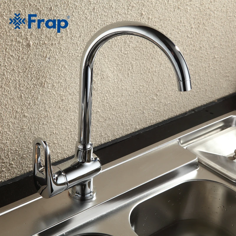Латунный хромированный кухонный смеситель Frap с корпусом эргономичный вращение