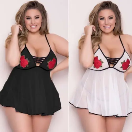 Пикантные Для женщин дамы Ночная рубашка пижамы Babydoll халат ночь кружева платье с