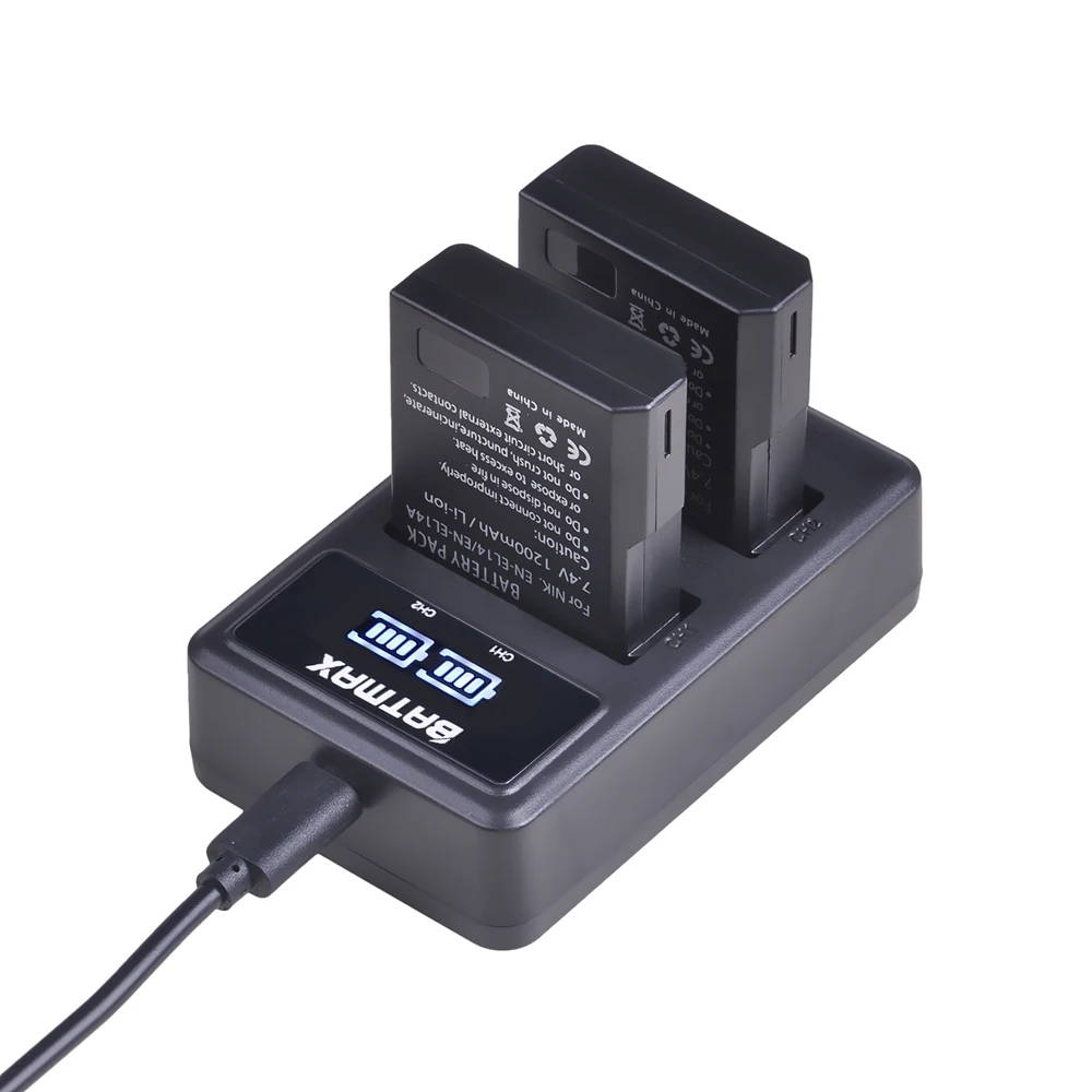 Batmax 3pcs EN-EL14 EN EL14a EL14 Camera Battery+LED Dual USB Charger for Nikon P7800 P7000 D5500 D5300 D5200 D3300 D5600 D3400 |