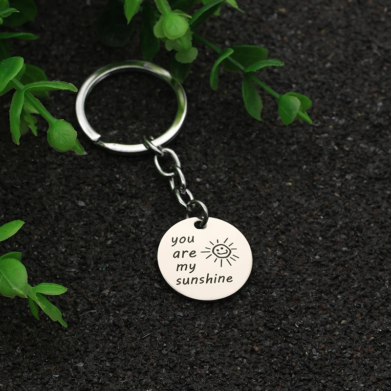 XIAOJINGLING 2017 Fashion Stainless Steel Keychains You Are My Sunshine Charm Bag Car Key Rings For Women Jewelry Christmas Gift | Украшения