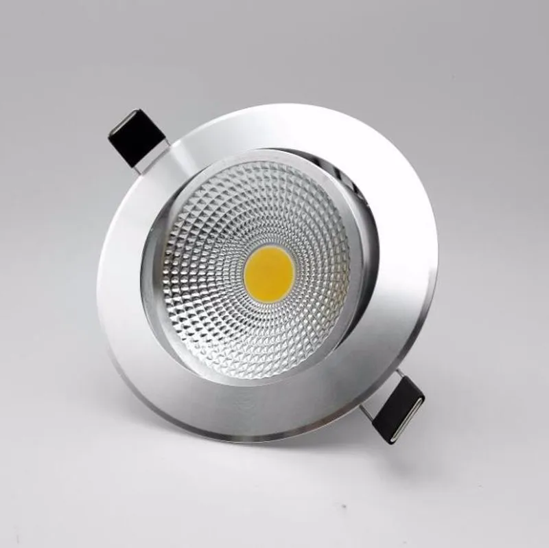 Купи Free Shipping Dimmable 9W/15W COB LED Downlight Recessed LED Ceiling recessed lighting White/Silver shell +Driver AC85-265V за 20,880 рублей в магазине AliExpress