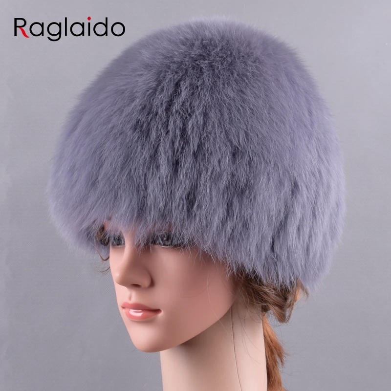 Бренд Raglaido, черные меховые шапки, женские зимние шапки с лисьим мехом, женские шапки с натуральным мехом, новинка, модные русские женские вязаные шапки LQ11226