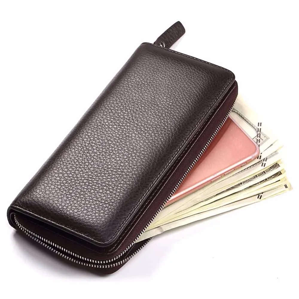 GZCZ мужские кошельки из натуральной кожи Длинный кошелек деловой мужской