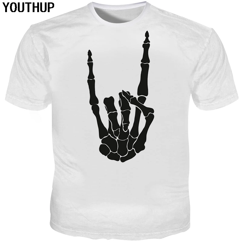 YOUTHUP 2020 крутые мужские футболки модные летние с коротким рукавом 3D принтом черепа