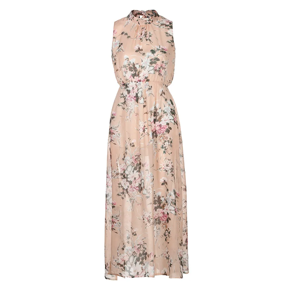 Бесплатная Страусиная женская шифоновая Цветочная печать без рукавов с открытой